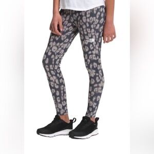 The North Face Gray Print Girl L Large Tight Legging leopard Flashdry 14 16 NWT